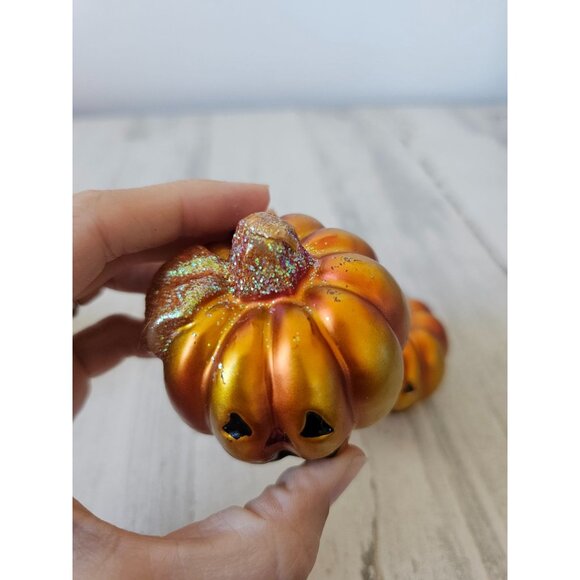 Pumpkin candle glitter set Halloween fall decor cute jack-o'-lantern - Picture 8 of 12